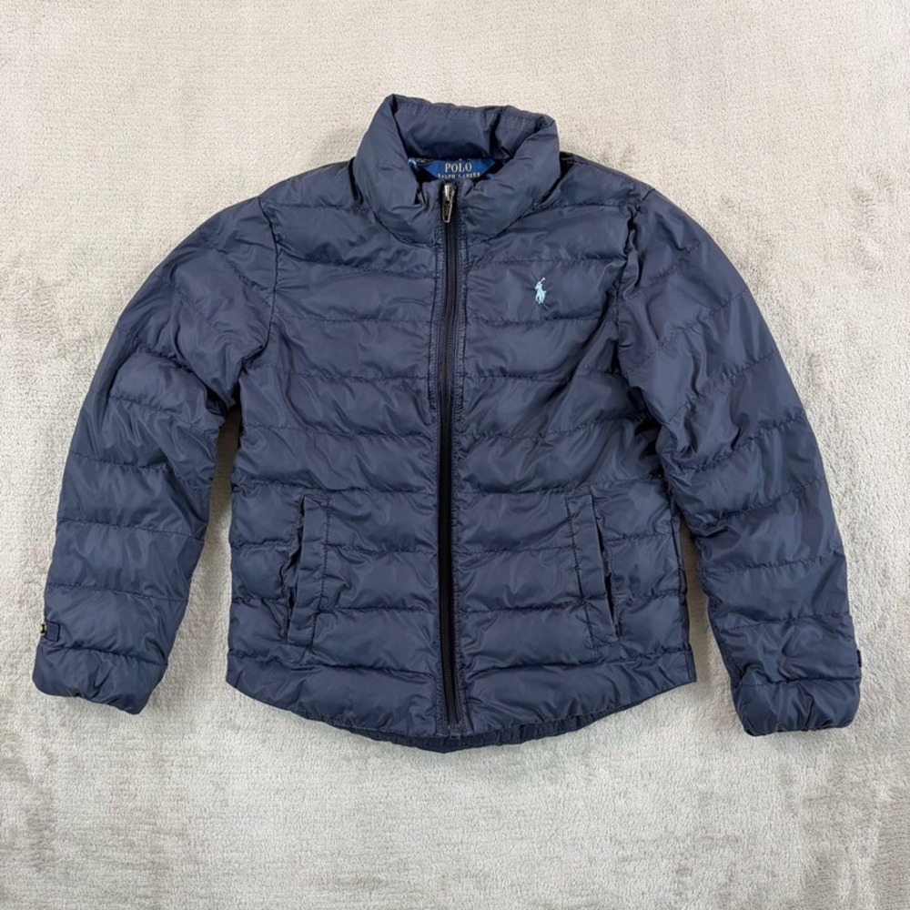 Polo‎ by Ralph Lauren Lightweight Puffer Jacket Navy Blue Boys 6X Pony Full Zip